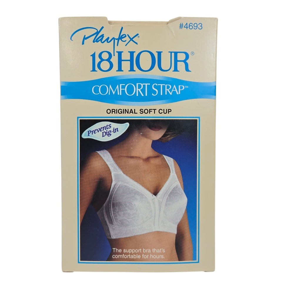 NOS Playtex 18 Hour Bra Original Soft Cup Comfort Strap Wire Free 40C White 4693